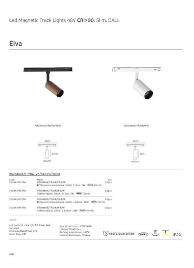 VK Lighting LED Lumina liniară Lumină Plafon 15W Alb cald IP20 L4.5xÎ9cm
