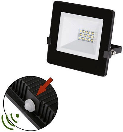 Adeleq Στεγανός Προβολέας LED 10W Φυσικό Λευκό 4000K με Φωτοκύτταρο IP65