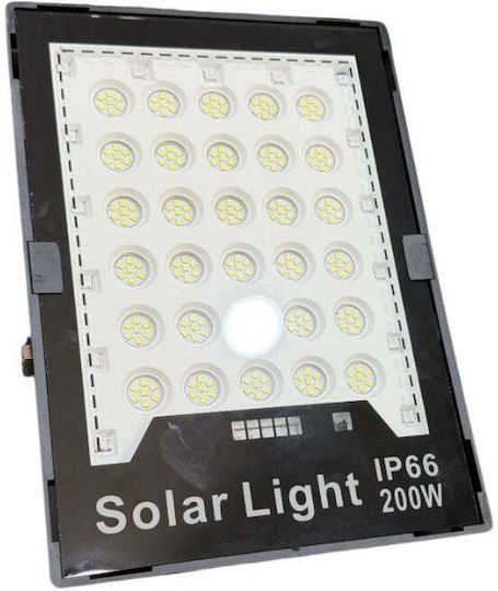 Proiector LED Solar Etanș 200W Alb Rece 6500K cu Telecomandă IP66
