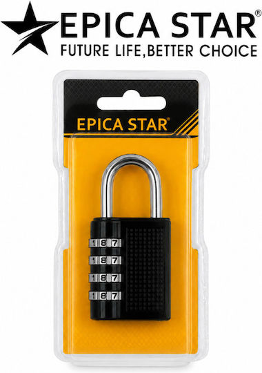 Epica Star Stahl Vorhängeschloss Messing Kombination Schwarz