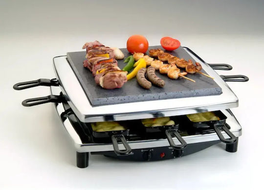 Steba RC 3 plus chrom Tischplatte Elektrogrill Raclette Geriffelte Platte 1450W mit einstellbarem Thermostat 26cmx26cmcm