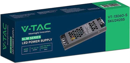V-TAC Затъмняващо LED Захранване IP20 Мощност 60W с Изходно Напрежение 12V