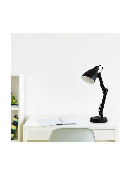 Aca Kingston Schreibtischlampe mit klappbarem Arm für Fassung E27 in Schwarz Farbe