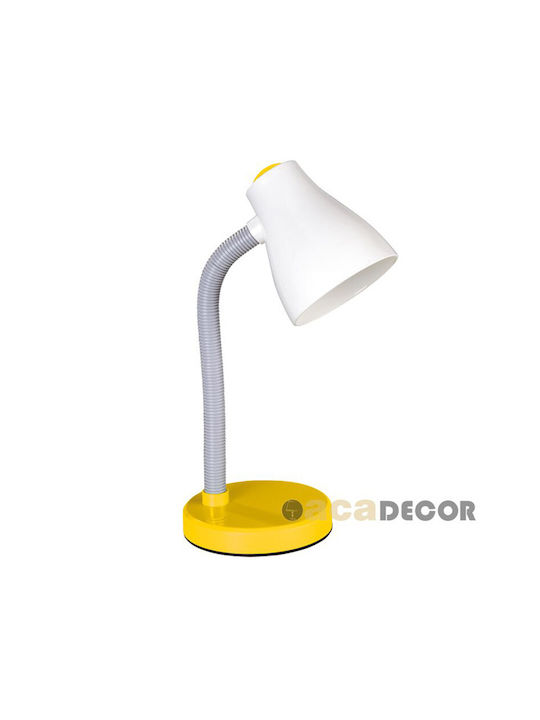Aca Yuppie Office Lamp with Flexible Arm for Socket E27 in Yellow Color