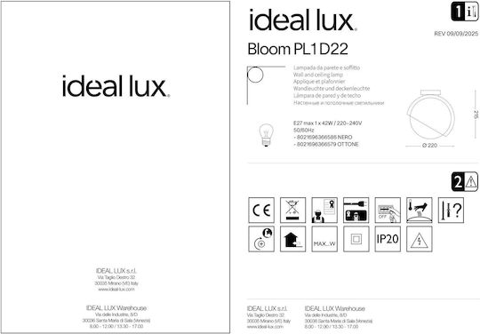 Ideal Lux Deckenleuchte 22cm