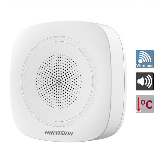 Hikvision B R Ασύρματη RF Σειρήνα Συναγερμού Μπαταρίας Εσωτερικού Χώρου 110dB με Κόκκινο Φως 8.8x8.8εκ.