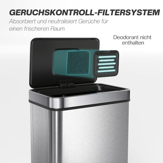 HomCom Metallisch Gewerbliche Abfallbehälter Abfall 60Es Silber
