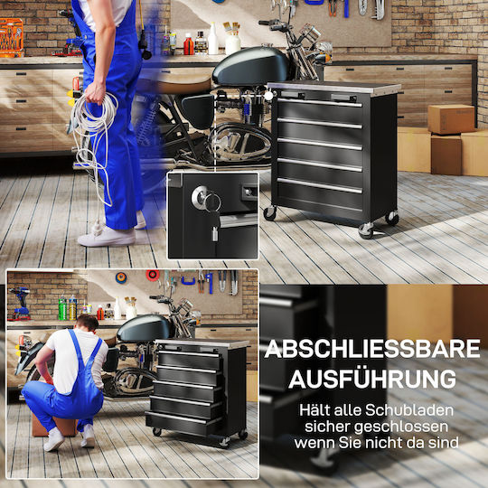 HomCom Rollbar Metallisch Werkzeugkiste