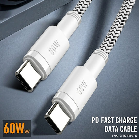 Leewello LW-232 USB 2.0 Cable USB-C male - USB-C 60W PD Λευκό 1m 783222-1-ΛΕΥΚΟ