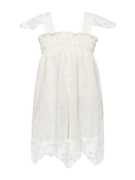 Kids' Linen Jumpsuit Ecru
