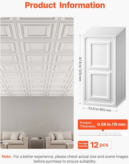 Vevor Φελιζόλ Λευκό 121.5x60.5εκ. Σετ 12τμχ