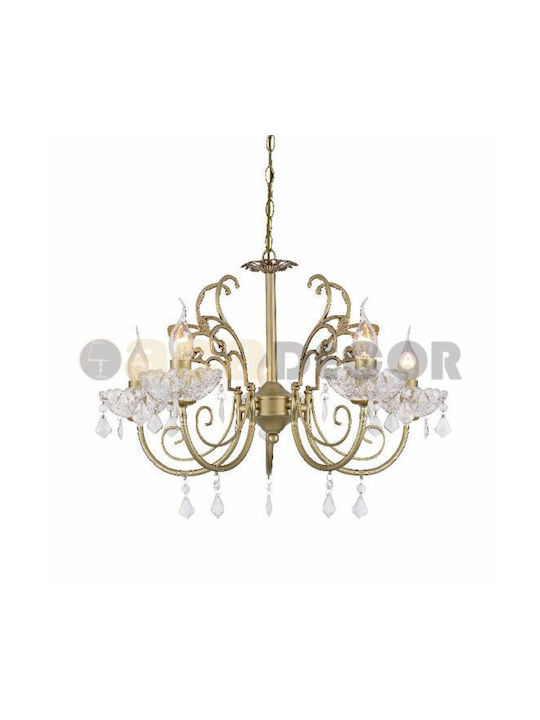Aca Faberge Kronleuchter 5xE14 Ø50cm mit Kerzen Gold DLA12155P