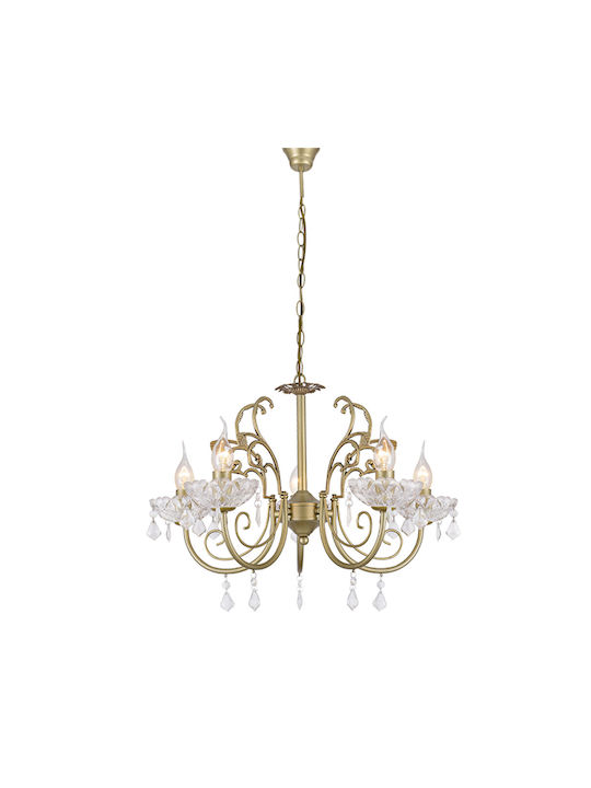 Aca Faberge Kronleuchter 5xE14 Ø50cm mit Kerzen Gold DLA12155P