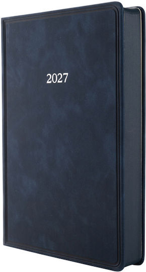 Type Center Daily Agenda A5 2027 Blue Leather 14x20.5cm (with Personalization)