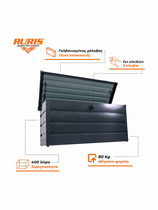 Ruris Smartyd 130m – Waterproof Garden Storage Box Galvanised Steel 400l 80 Kg Bench Anthracite