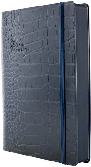 Type Center Daily Agenda A5 2027 Blue Leather 14x20.5cm (with Personalization)