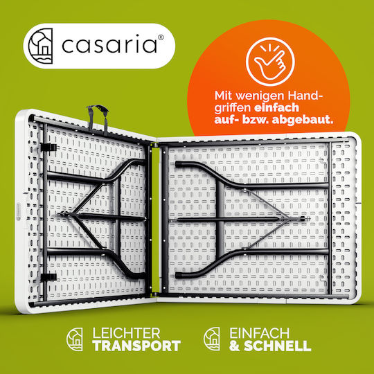 Masă Pliabilă Din Plastic Pentru Exterior Albă 183x75x73cm