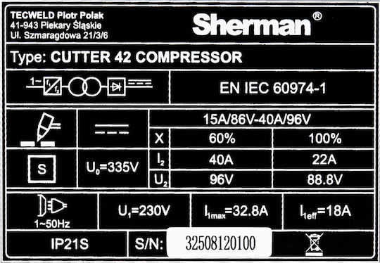 Sherman Sherman Cutter 42 Plasma Κοπής