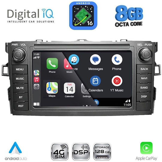 Digital IQ Автомобилна Аудио Система За Toyota Auris 2007-2012 (Bluetooth/USB/Вграден Wi-Fi/GPS/Apple CarPlay/Android Auto) С Touch Screen 7"