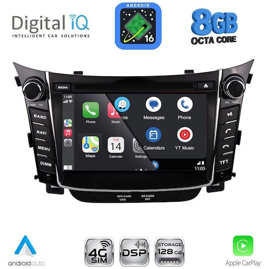 Digital IQ Автомобилна Аудио Система За Hyundai i30 2012-2017 (Bluetooth/USB/WiFi/GPS/Apple CarPlay/Android Auto) С Touch Screen 7"