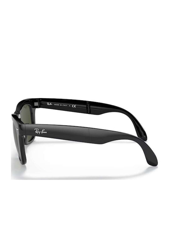 Unisex Sunglasses with Black Horn-Rimmed Frame and Green Lens