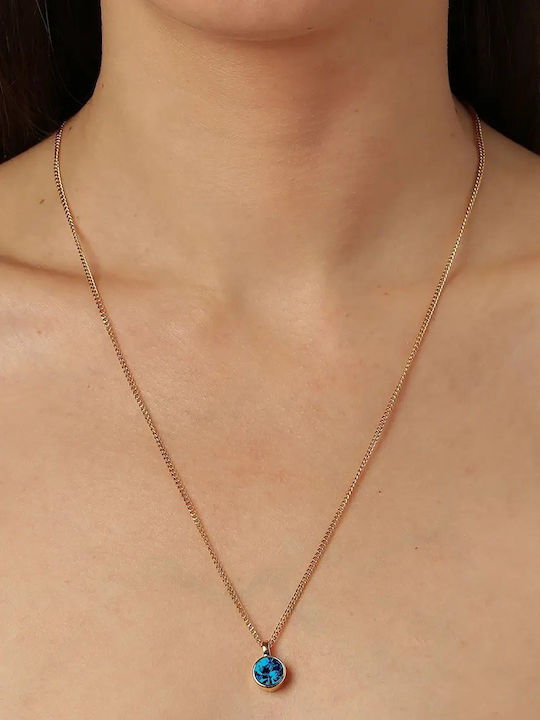 Dyrberg/Kern Necklace of Gold Plated Steel Petrol Blue Dyrberg/Kern Necklace of Gold Plated Steel Petrol Blue