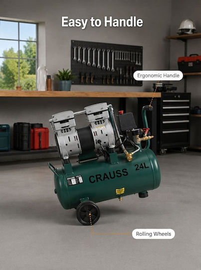 Ehome Single-Phase Air Compressor with Power 1hp and Air Chamber 24lt