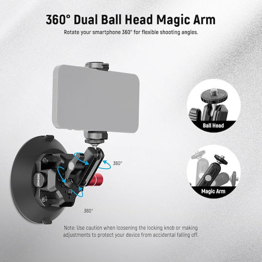 Suport Cu Ventuză Dslr 4.5 Inch Braț Magic Neewer Ca105 Pompă De Vid 60kg Suport 1/4 3/8 Filet Arri Gopro Insta360 Dji Adaptor Suport Pentru Telefon Mobil Inclus Aluminiu
