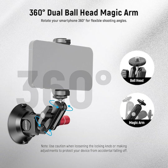 Suport Cu Ventuză Dslr 3 Inch Braț Magic Neewer Ca104 Pompă De Vid Suport 20kg Cap Bilă 360 De Grade Filet 1/4 3/8 Arri Adaptor Gopro Insta360 Dji Suport Telefon Inclus Aluminiu