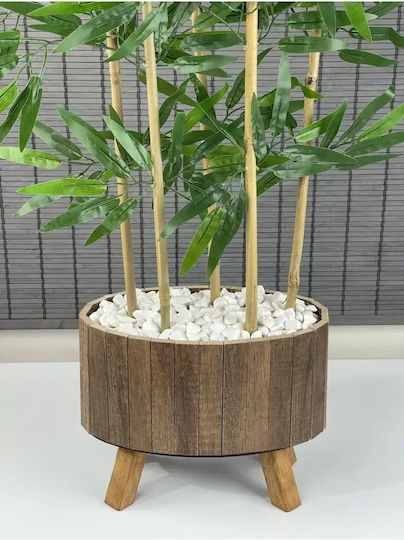 Stewehome Arbore De Bambus Decorativ Cu Bază Din Lemn Împletită Ovală Frunze Artificiale Deasă