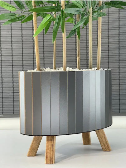 Stewehome Dekoratives Bambusbaum Mit Dichten Künstlichen Blättern Holztopf Mit Elliptischer Basis