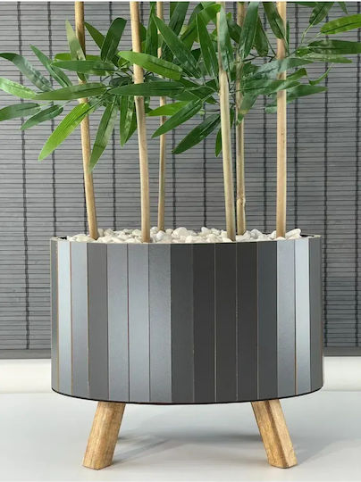 Stewehome Dekoratives Bambusbaum Mit Dichten Künstlichen Blättern Holztopf Mit Elliptischer Basis