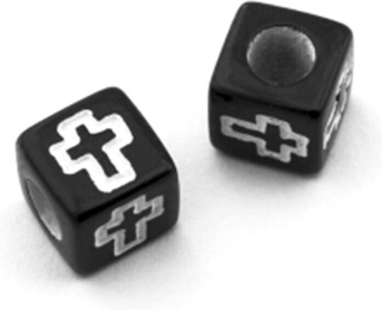 Акрилна Мъниста Куб Кръст 6x6mm Ø4mm Многоцветна Многоцветна