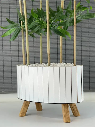 Stewehome Arbore De Bambus Decorativ Frunze Artificiale Deasă Bază Eliptică Din Lemn Picioare