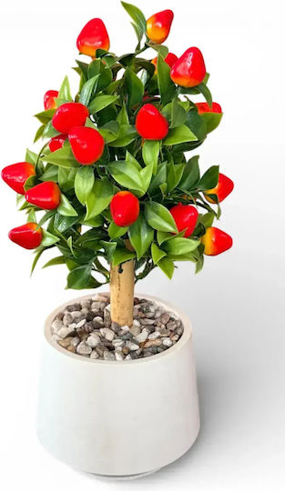 SteweHome Dekorative künstliche Blumen & Pflanzen Zitronenbaum Weiß Topfpflanze Beton Bambus Details Stein