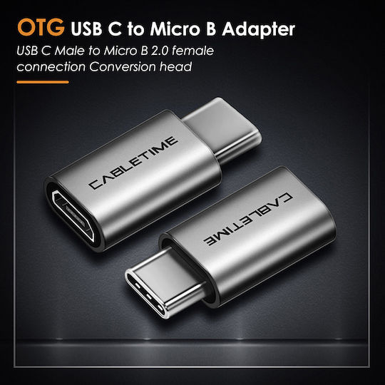 Cabletime CT-CMMCBF-ASG USB-C männlich zu Micro-USB weiblich Konverter Grau