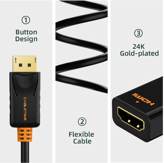 Cabletime CT-AV586-01G4K Конвертор DisplayPort мъжки към HDMI женски