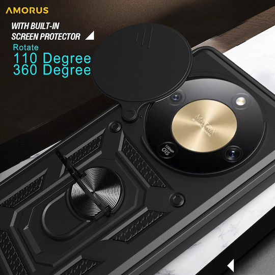 Honor Magic8 Lite 5G Case Amorus Hard Back PC+TPU Green Stand