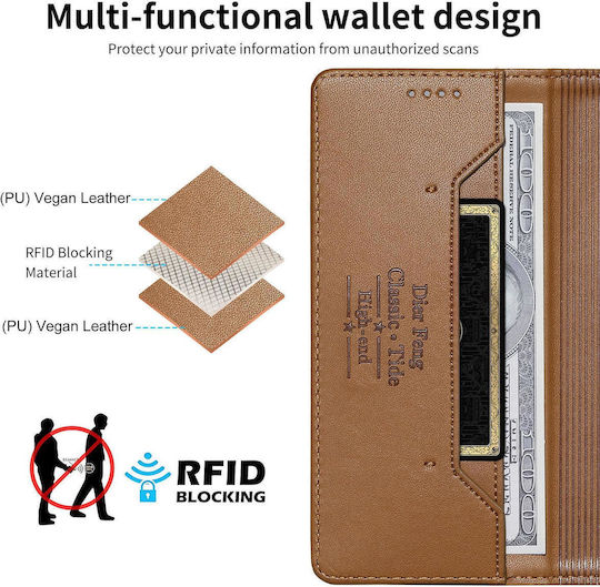 Motorola Edge 70 Fusion 5g Case Dierfeng Strong Magnetic Leather Wallet Brown