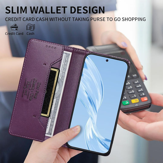 Xiaomi Redmi A7 Pro Dierfeng Df-018 Flip Wallet Synthetic Leather Pu Tpu Purple Rfid Wallet Stand Mobile Phone Case