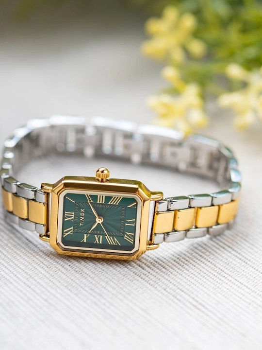 Timex Дамски Часовник 21mm Кварцов с Златна Стоманена Браслета