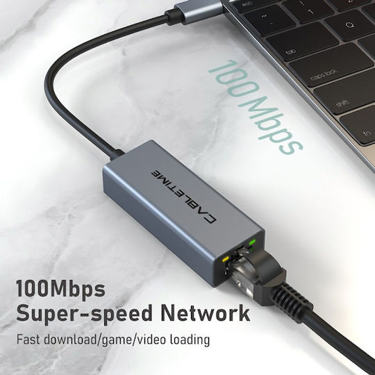 Cabletime CT-CML100-AG USB Netzwerkadapter mit Verkabelter Ethernet-Verbindung