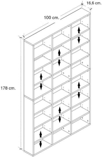 Βιβλιοθήκη Φυσικό Οξιάς 100x16.6x178εκ.