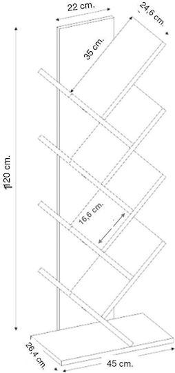 Βιβλιοθήκη Γκρι Σκυροδέματος 45x26.4x120εκ.