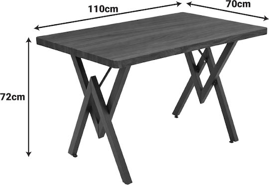Vertex Esszimmer- und Küchentisch Holz mit Metallrahmen Walnuss 110x70x72cm