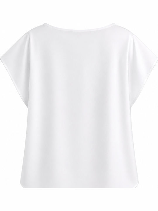Damen Bluse Kurzärmelig Weiß
