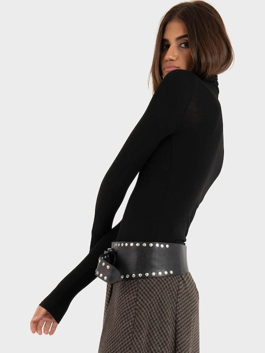 Only Glamour Bluză Damă Mânecă Lungă Cu Guler Înalt Negru Only Glamour Bluză Damă Mânecă Lungă Cu Guler Înalt Negru