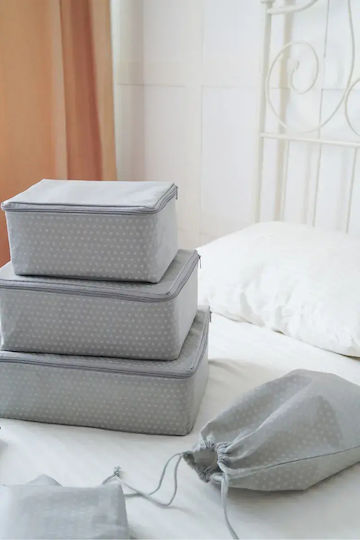 Stewehome Set 7 Piese Organizatoare Pentru Bagaje Roz Cu Buline Gri