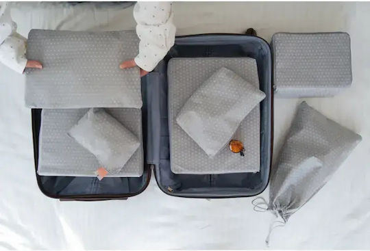 Stewehome Set 7 Piese Organizatoare Pentru Bagaje Roz Cu Buline Gri