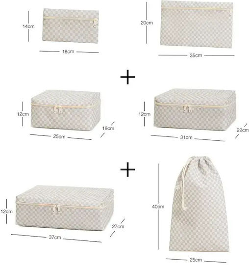SteweHome Set Organizer-Koffer Baumwolle Muster Karo Set 6 Stück 32x25x25 cm